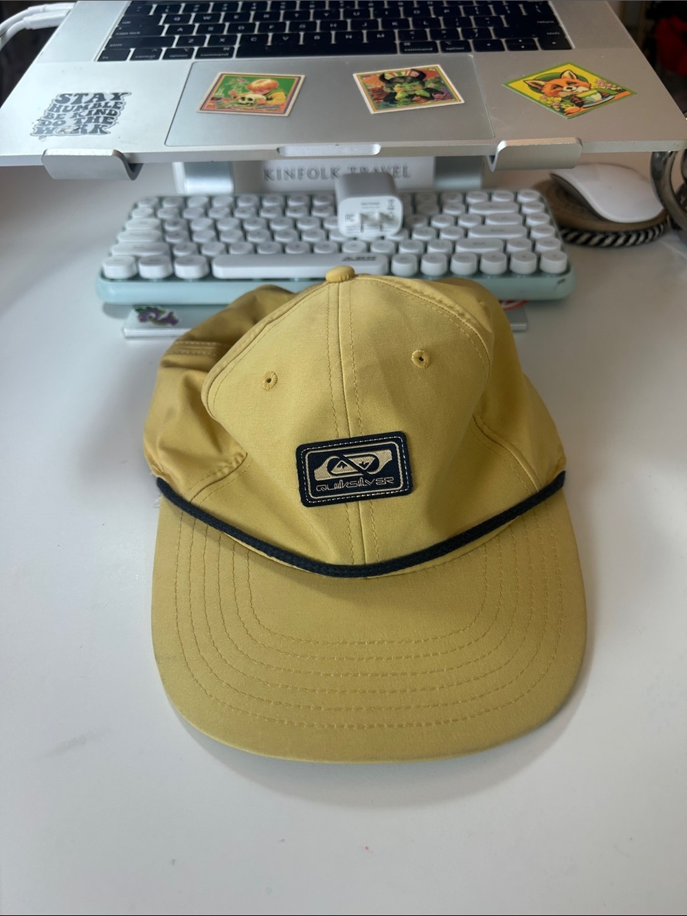 Quiksilver Mustard Yellow Cap with Black Trim and Logo Patch OSFM